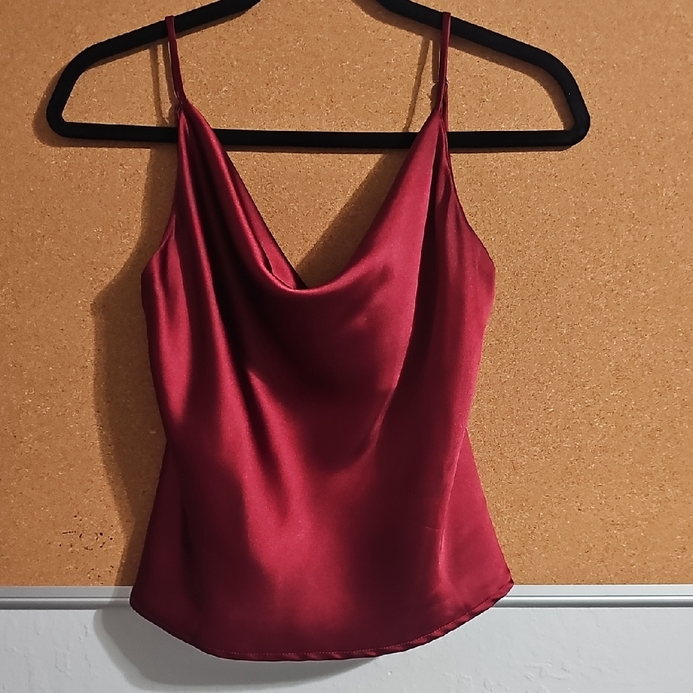 Showpo Burgundy Satin Camisole Top